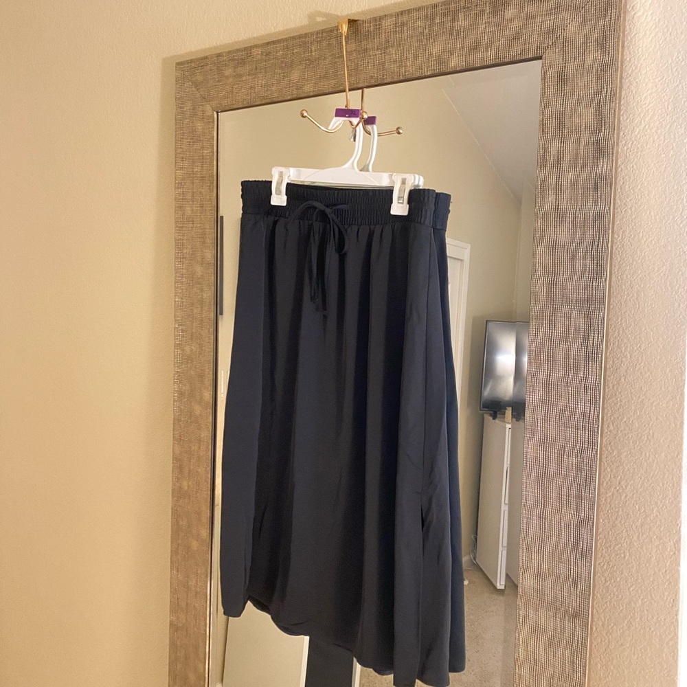 Black Satin Skirt with Slit